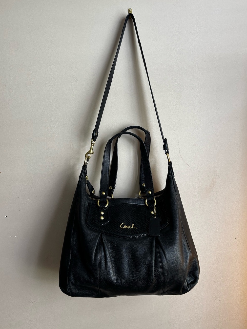 Coach Ashley Black Python Leather Bag F20104
